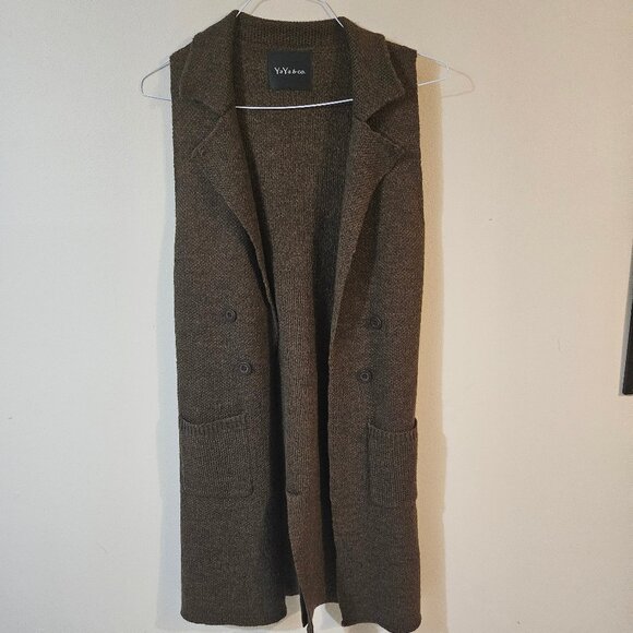 YaYa & Co Women's Sleeveless Knit Open Front Long Cardigan - Picture 2 of 7